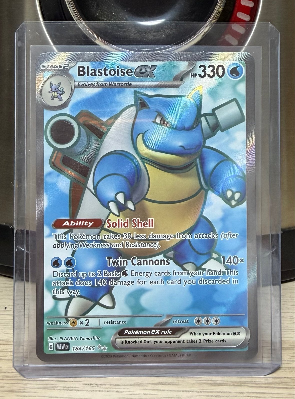 Blastoise EX 184/165 - Pokémon Kaart, Ophalen of Verzenden, Zo goed als nieuw, Losse kaart, Foil