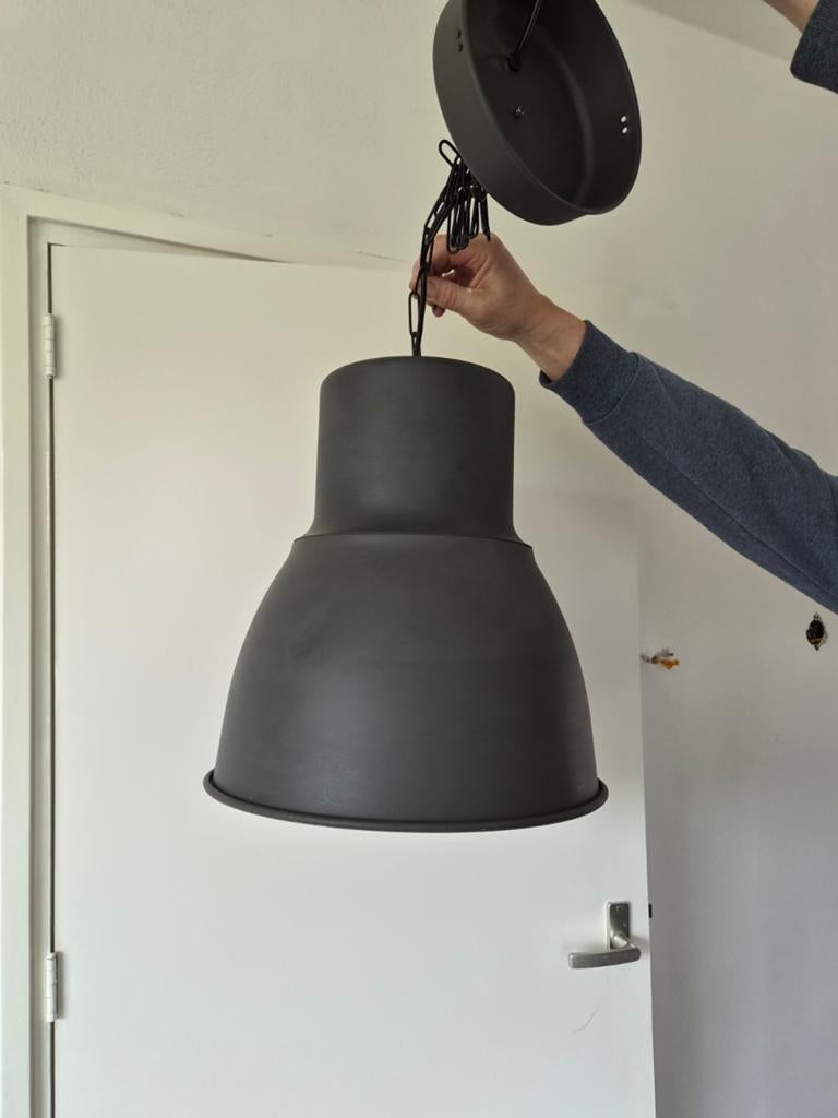 IKEA Hektar hanglamp - Donkergrijs, industrieel design, Ophalen, Zo goed als nieuw, Metaal, Minder dan 50 cm