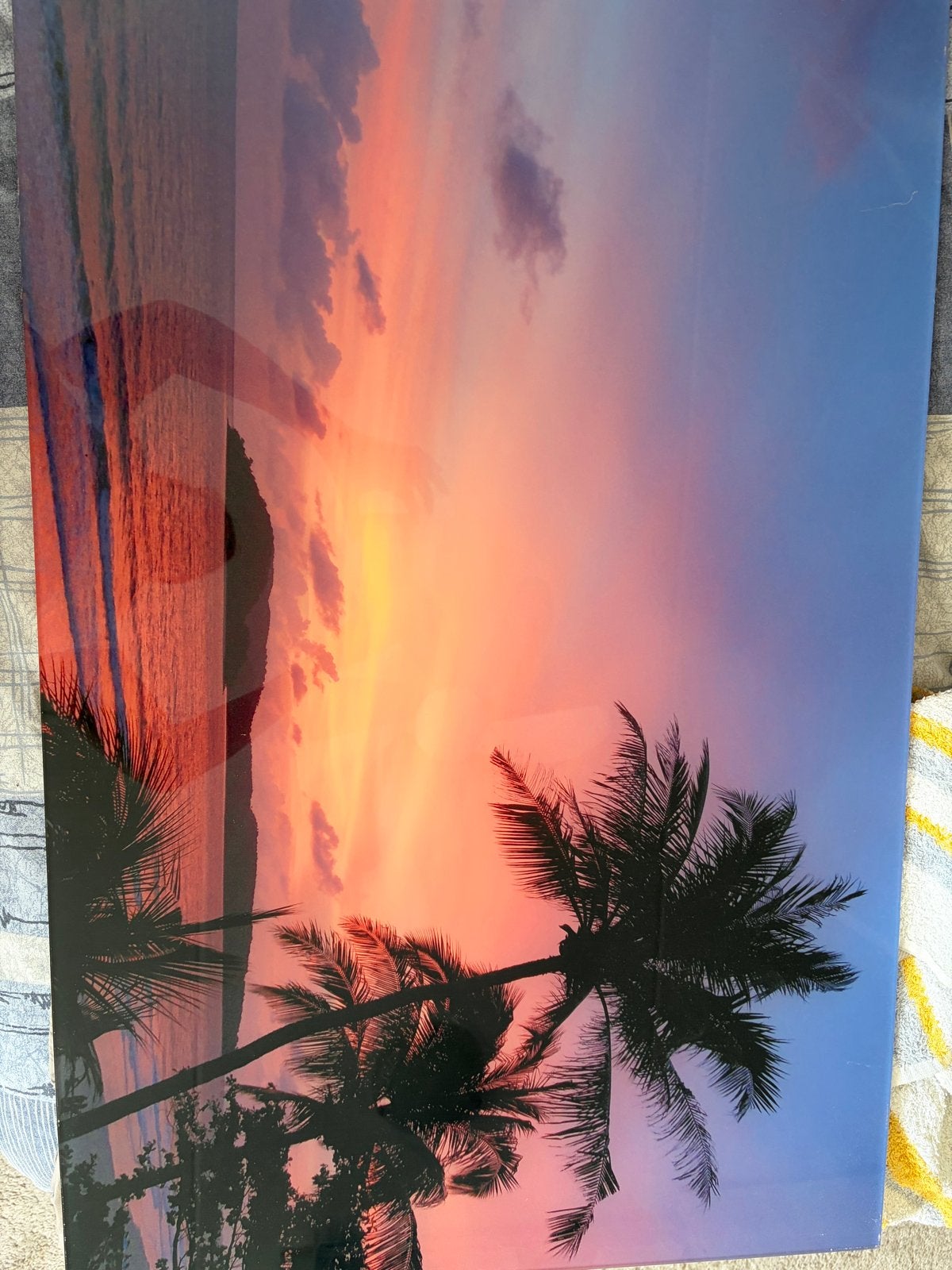 Wanddecoratie zonsondergang met palmbomen, Ophalen of Verzenden, 75 – 100, 50 tot 75 cm, Print