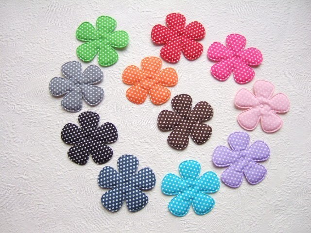 HALVE PRIJS ~ Hele grote katoenen bloem met stippen ~ 7,5 cm, Groen, -, -, Textiel