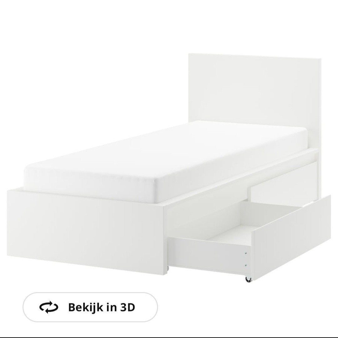 1 persoons bed, Huis en Inrichting, Ophalen, 90 cm, Eenpersoons, Wit