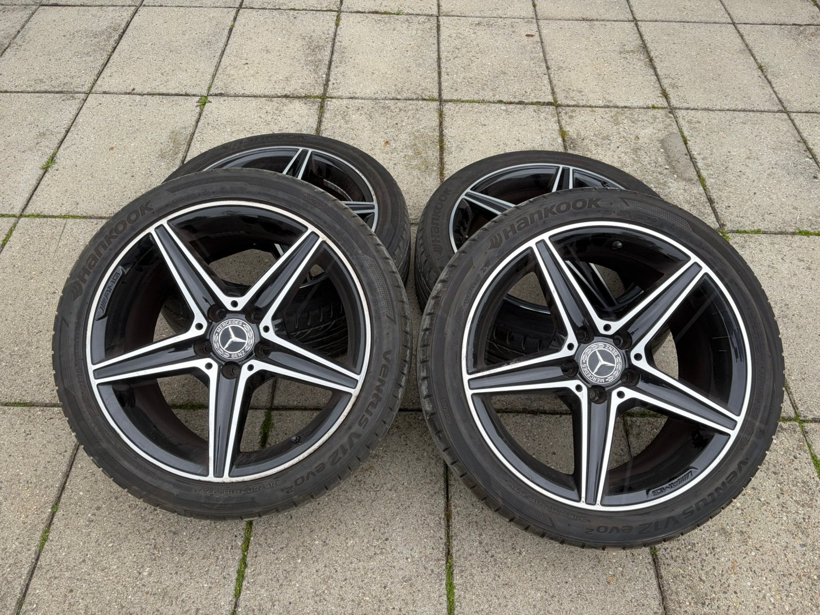 Mercedes C klasse AMG velgen 18” W205 zomerbanden Hankook, Auto-onderdelen, Banden en Velgen, Ophalen, Gebruikt