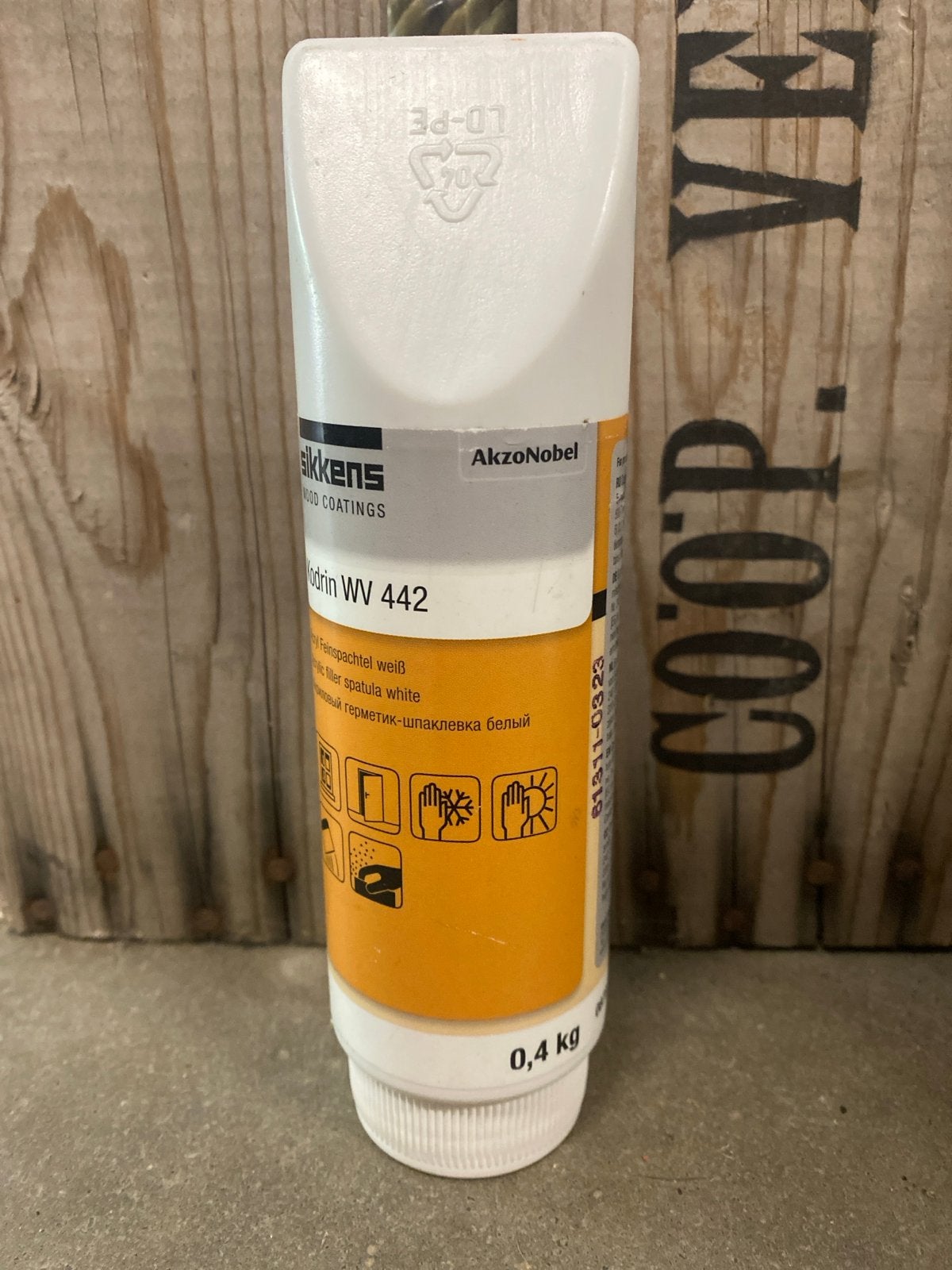 Sikkens Kodrin WV 442 Acryl Feinspachtel Wit - 0,4 kg, Wit, Onbekend, Nieuw, Ophalen of Verzenden