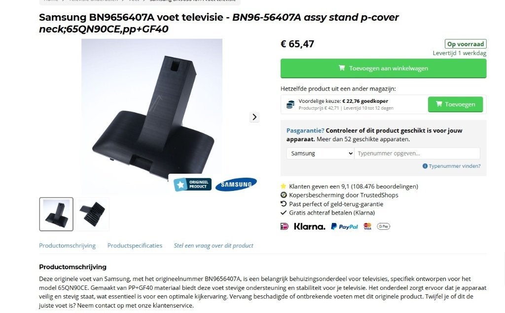Voet van Samsung TV, Ophalen, Nieuw