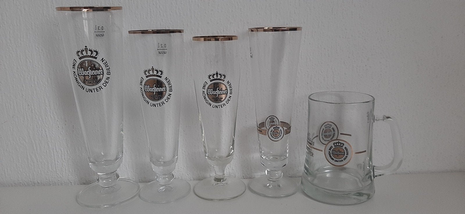 Warsteiner Bierglazen Set - 4 Glazen en 1 Pul, Ophalen of Verzenden