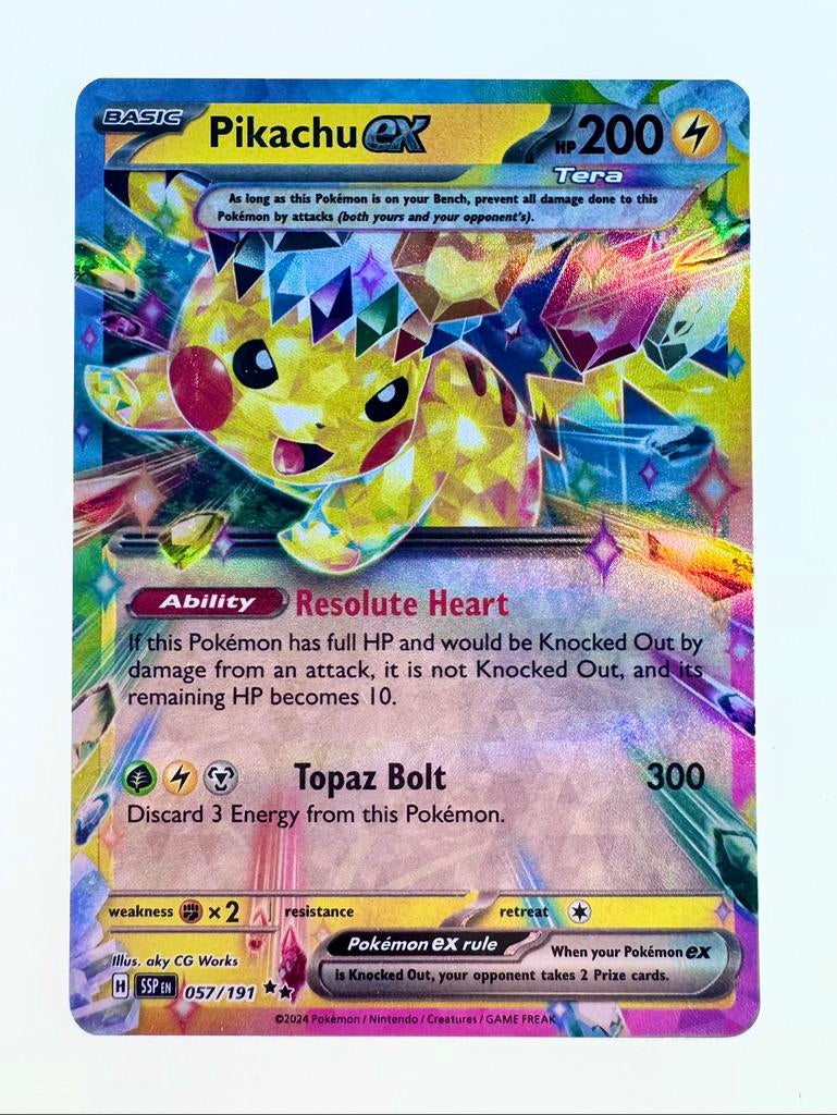 Pokemon Pikachu ex 057/191, Ophalen of Verzenden, Zo goed als nieuw, Losse kaart, Foil