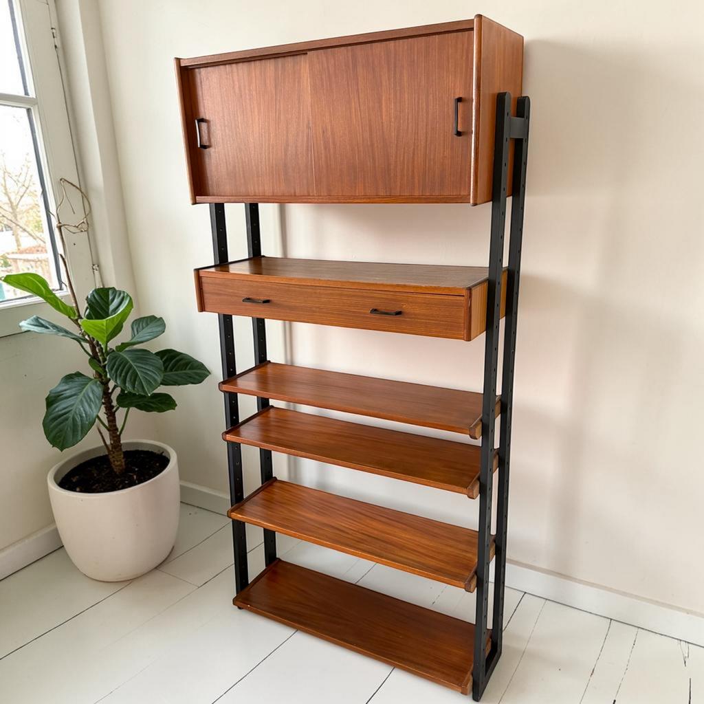 Vintage modulair Wandsysteem Simpla Lux | wandkast | teak, Ophalen, Met deur(en), Simpla lux, Minder dan 150 cm