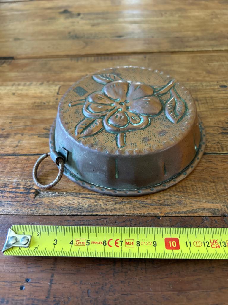 Antieke Koperen Puddingvorm met Bloemmotief, Ophalen of Verzenden, Koper