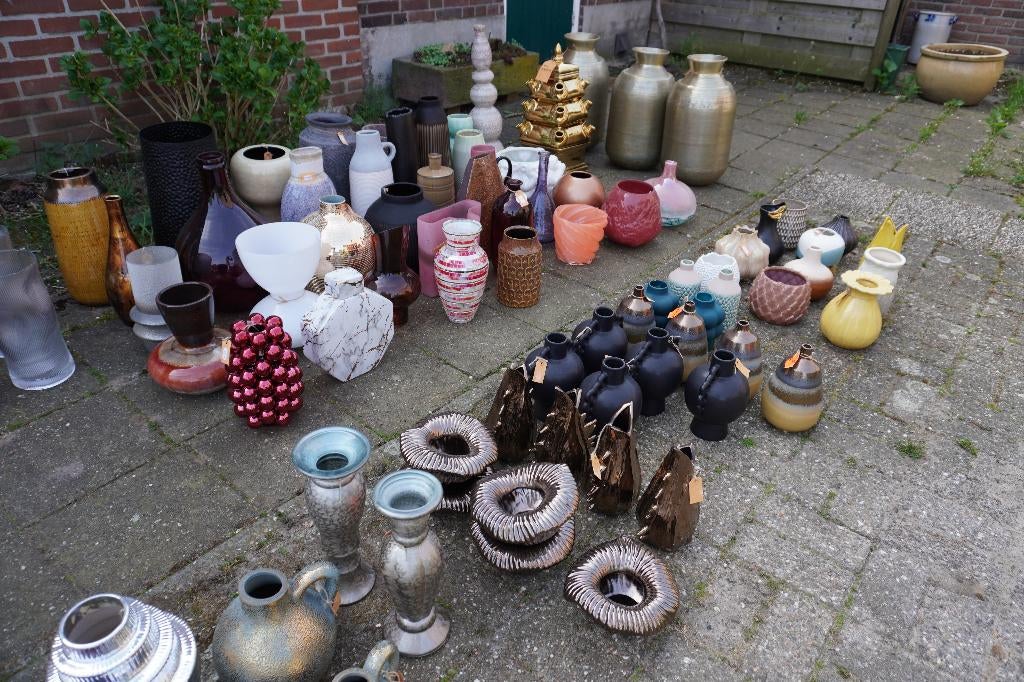 Mega partij vazen - H.D Living/ Kersten - verkoop €8000 +, Ophalen, Overige kleuren, Minder dan 50 cm, Glas