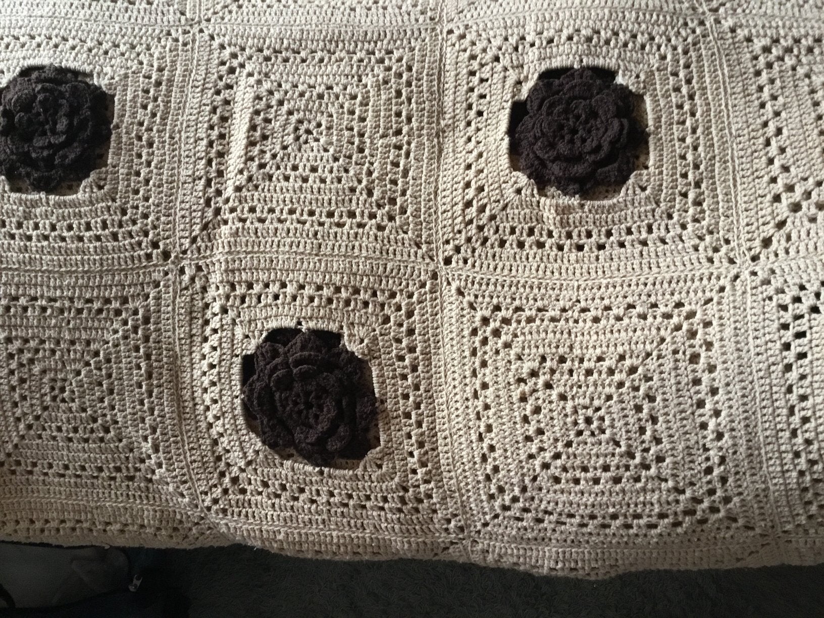 Gehaakte sprei, Beige, Tweepersoons, Ophalen of Verzenden, Zo goed als nieuw