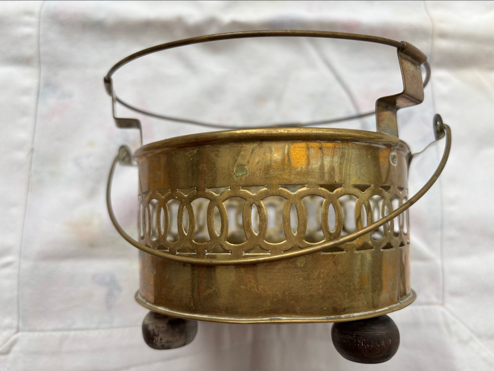 Antieke/vintage  messing theepotverwarmer/theelichthouder, Ophalen of Verzenden