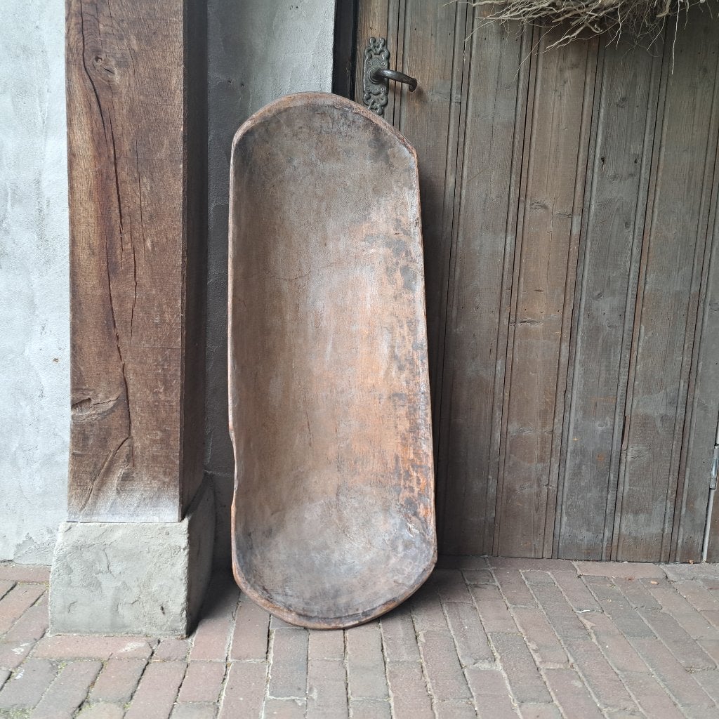 Mooie grote oude brocante houten trog schaal bak *Etage3*, Gebruikt, ., Ophalen of Verzenden, .