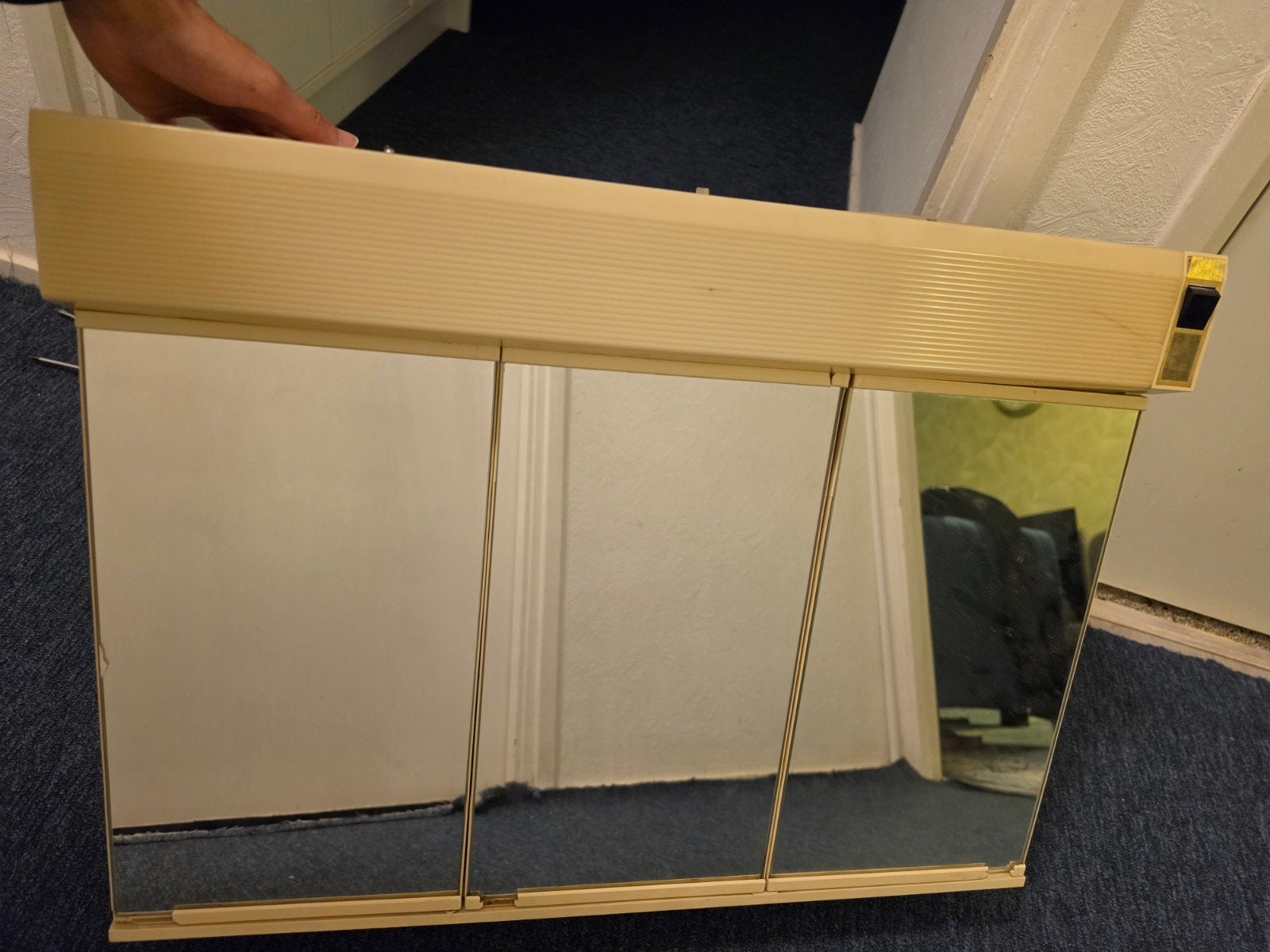Vintage Spiegelkast met Verlichting - Badkamerkast, Huis en Inrichting, Ophalen, 50 tot 100 cm, Minder dan 25 cm, Minder dan 100 cm