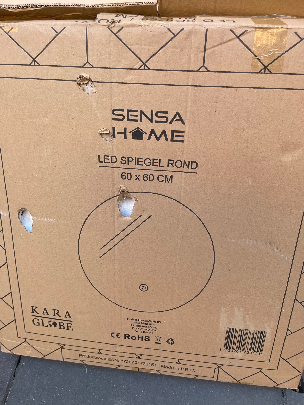 Sensa Home LED Spiegel Rond 60x60 cm, Rond, Nieuw, Ophalen of Verzenden, Minder dan 100 cm