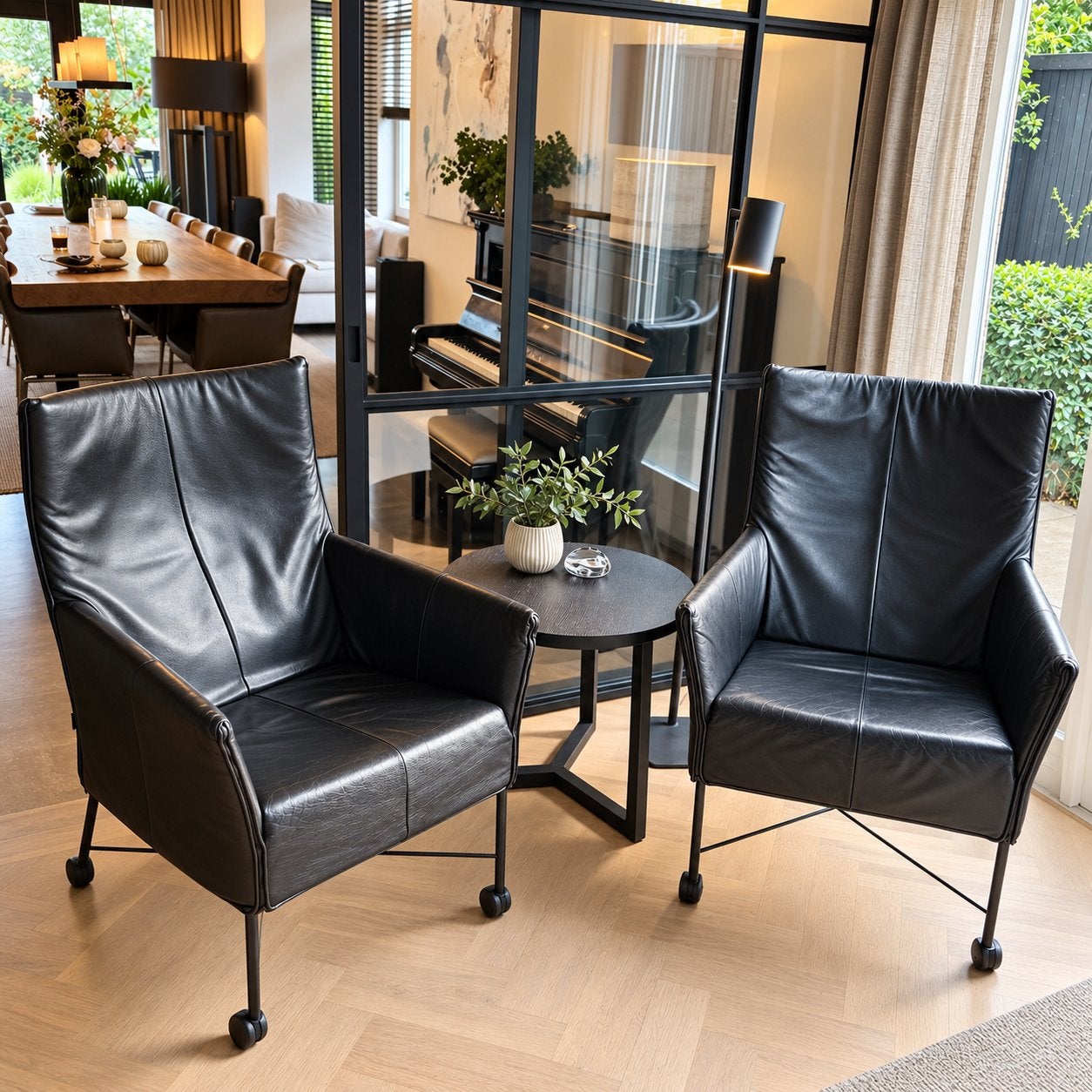 Prachtige set van 2 originele Montis Charly fauteuils zwart, Huis en Inrichting, Ophalen, Gebruikt, Twee, Zwart
