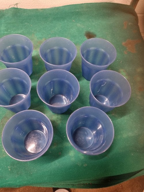 bekers blauw kunststof 8 stuks, Ophalen of Verzenden