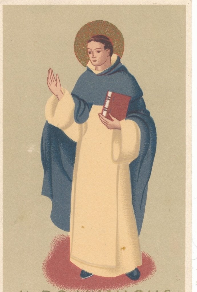 Mooi oud prentje van de H. Dominicus met goud druk, Ophalen of Verzenden, Zo goed als nieuw, Kaart of Prent, Christendom | Katholiek