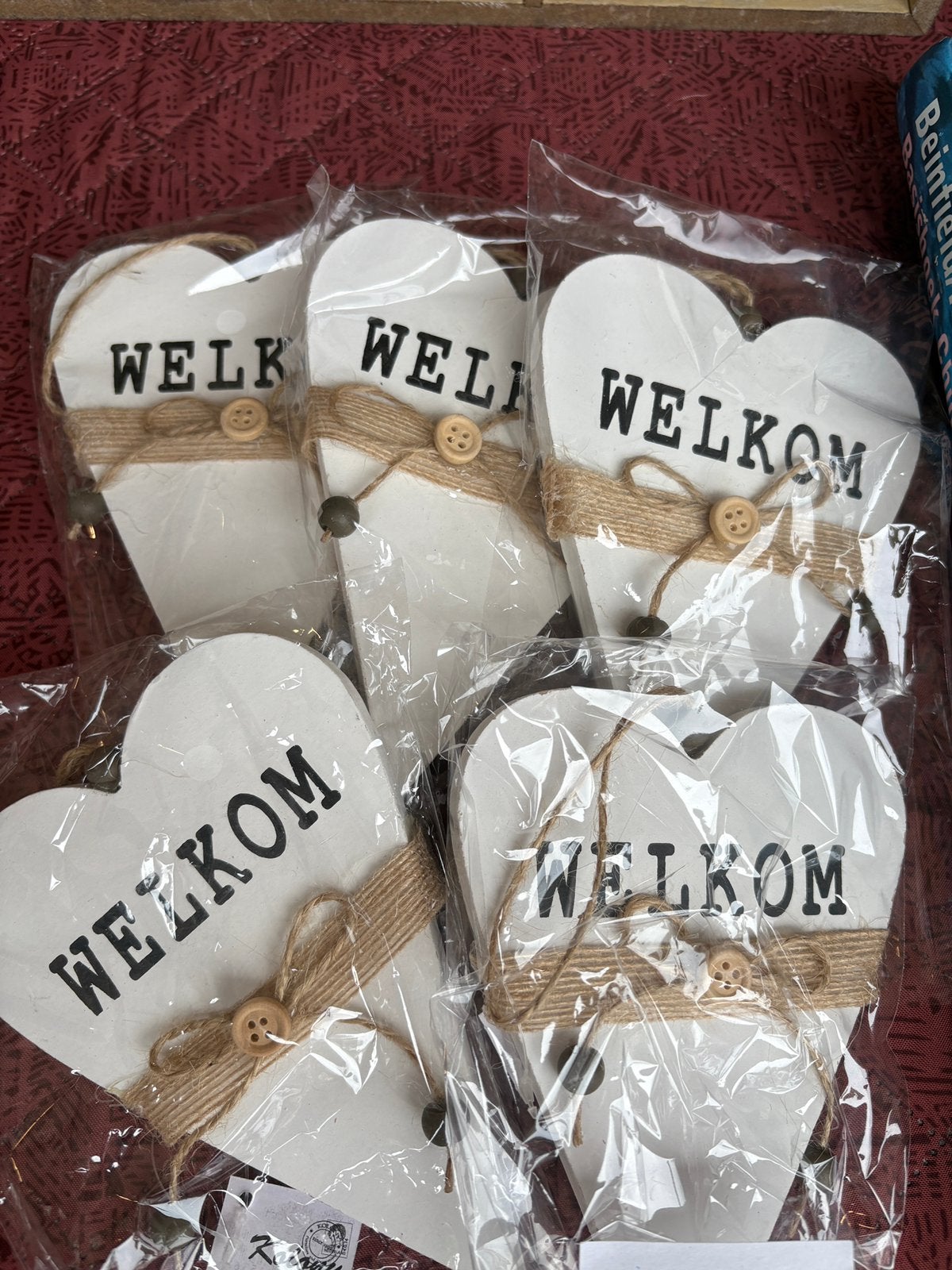 2 dozen vol Welkom hartjes, Wandhanger, Hout, Nieuw, Ophalen of Verzenden