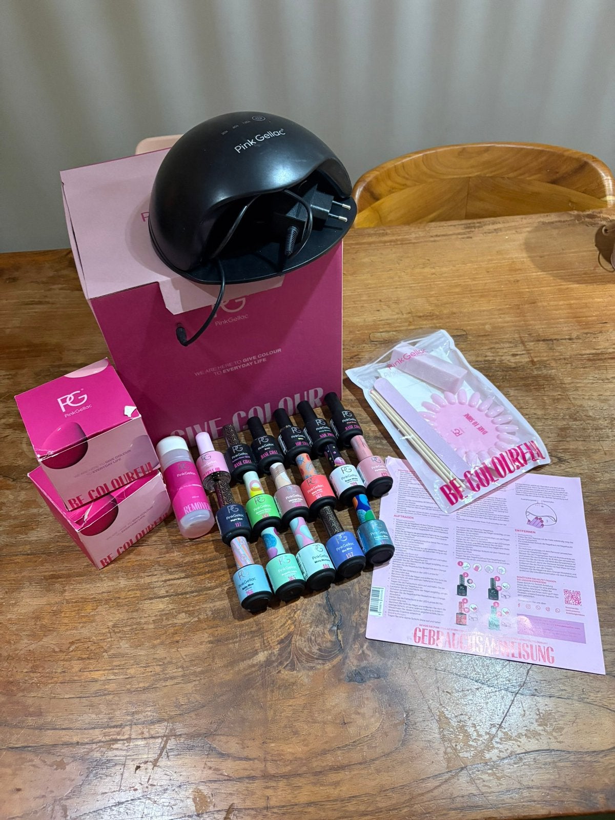 Pink gellac starterset met 11 kleurtjes, Ophalen of Verzenden, Zo goed als nieuw, Overige kleuren, Handen en Nagels