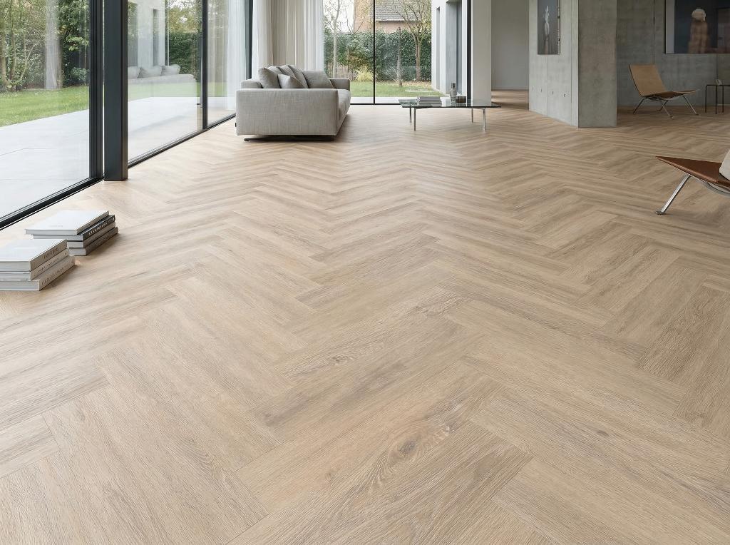 Plak PVC licht natuurlijk eiken visgraat, Huis en Inrichting, Stoffering | Vloerbedekking, Ophalen, 75 m² of meer, Overige typen
