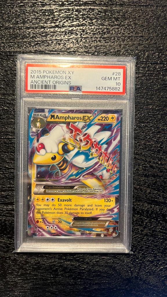 Pokémon M Ampharos EX Ancient Origins PSA 10 GEM MT, Ophalen of Verzenden, Nieuw, Losse kaart