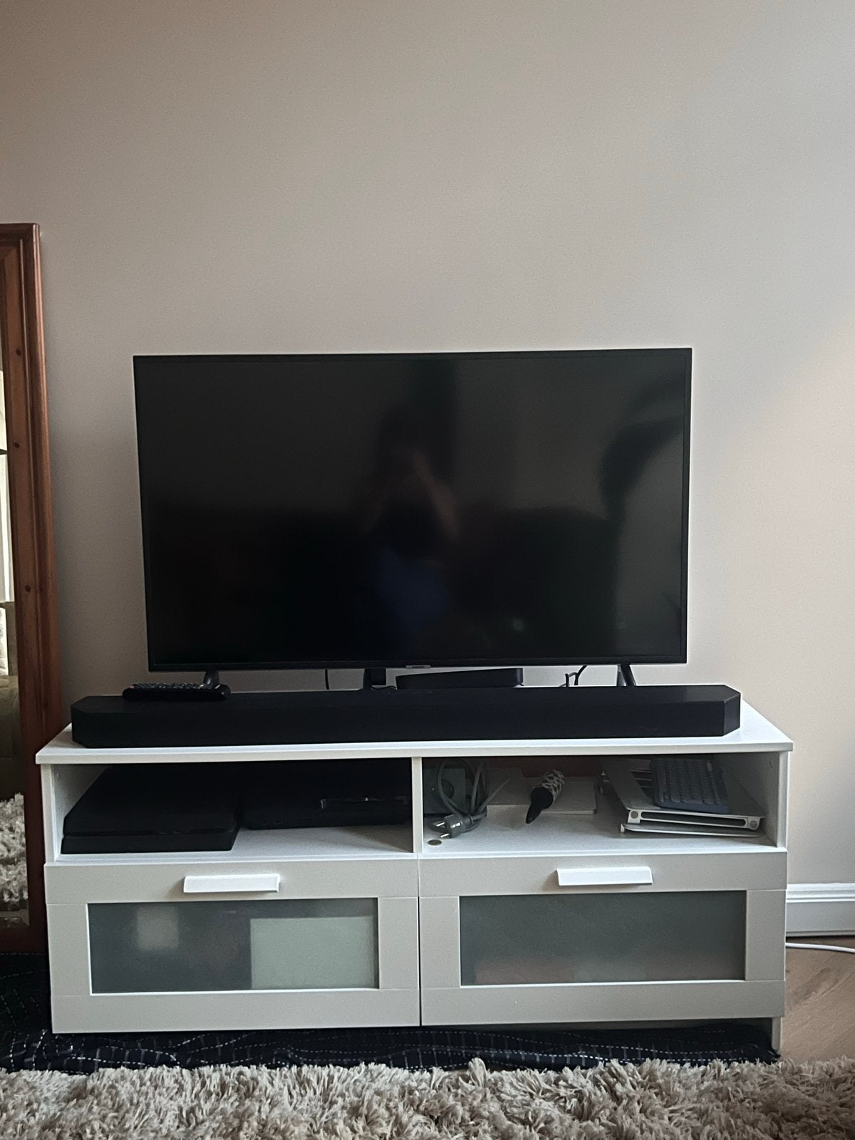 Ikea Brimnes TV meubel - Wit, Ophalen, Gebruikt, 25 tot 50 cm, 100 tot 150 cm