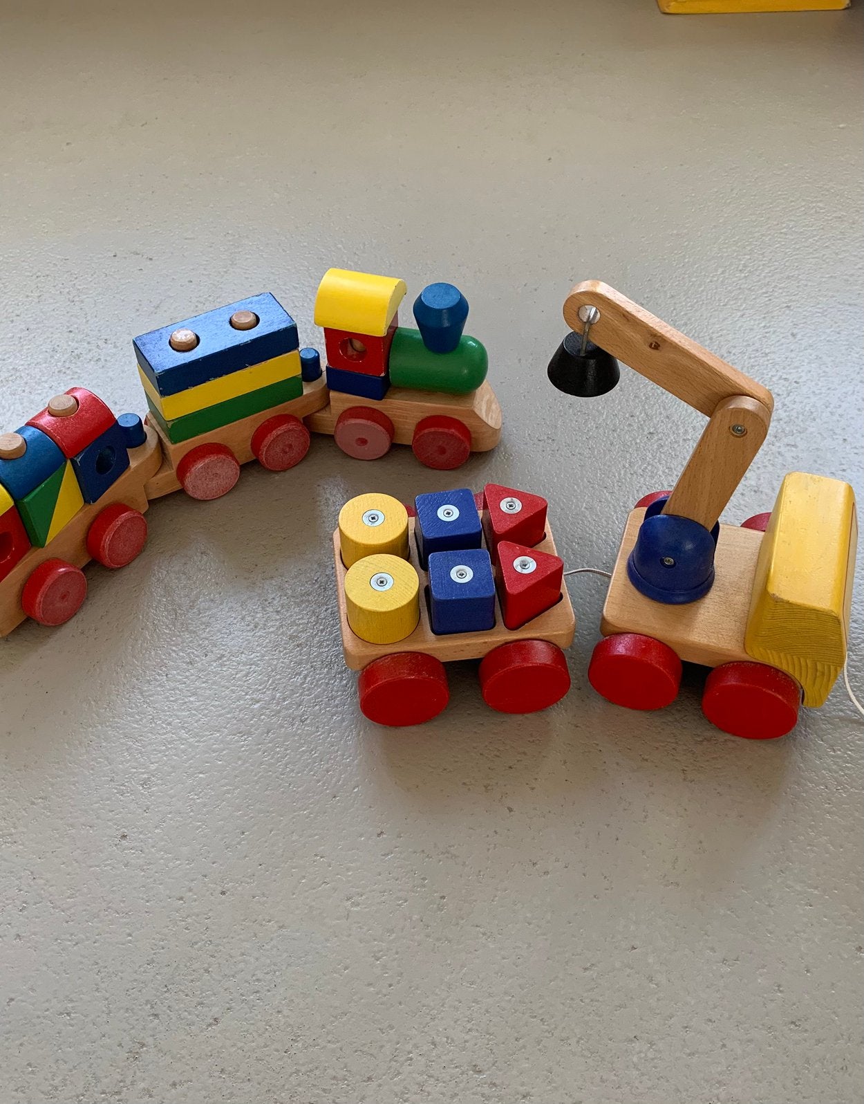 Houten blokkentrein en Ikea Mula kraanwagen, Ophalen of Verzenden, Gebruikt, Duw- of Trekspeelgoed