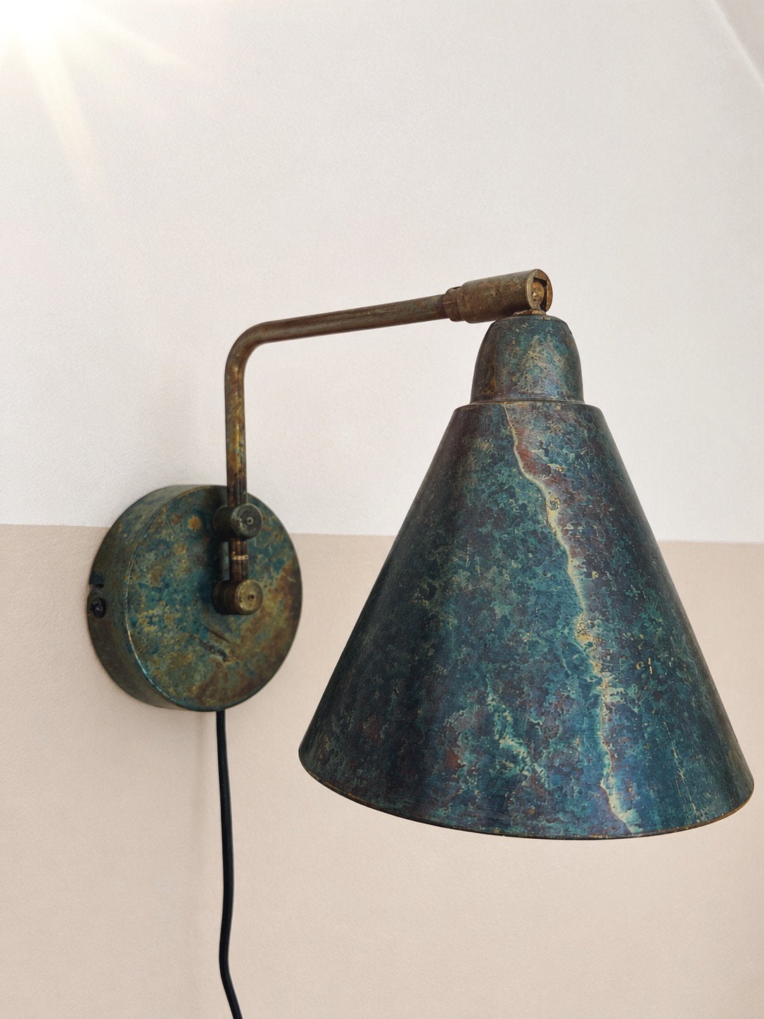 Vintage koperen wandlamp – Tratten stijl – Scandinavisch, Overige materialen, Gebruikt, Overige merken, Wandlamp