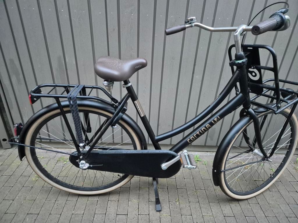 Cortina Transport U4 57cm mat zwart 28" 3 versn remnaaf, Fietsen en Brommers, Fietsen | Dames | Damesfietsen, Terugtraprem, Gebruikt