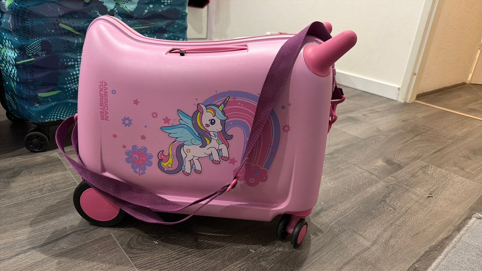 Roze American tourister koffer/cabin bag, Wieltjes, Hard kunststof, Ophalen of Verzenden, Zo goed als nieuw
