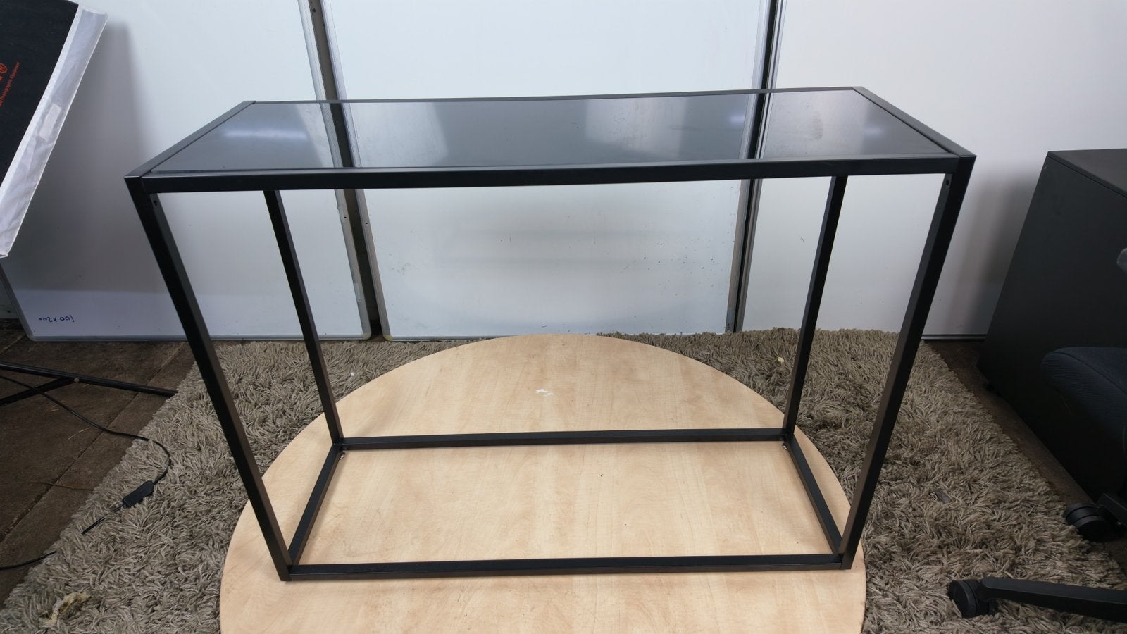 Zwarte sidetable / wandtafel met glazen blad – 100 cm – 2 x, Huis en Inrichting, 50 tot 100 cm, Ophalen of Verzenden, Glas, Modern