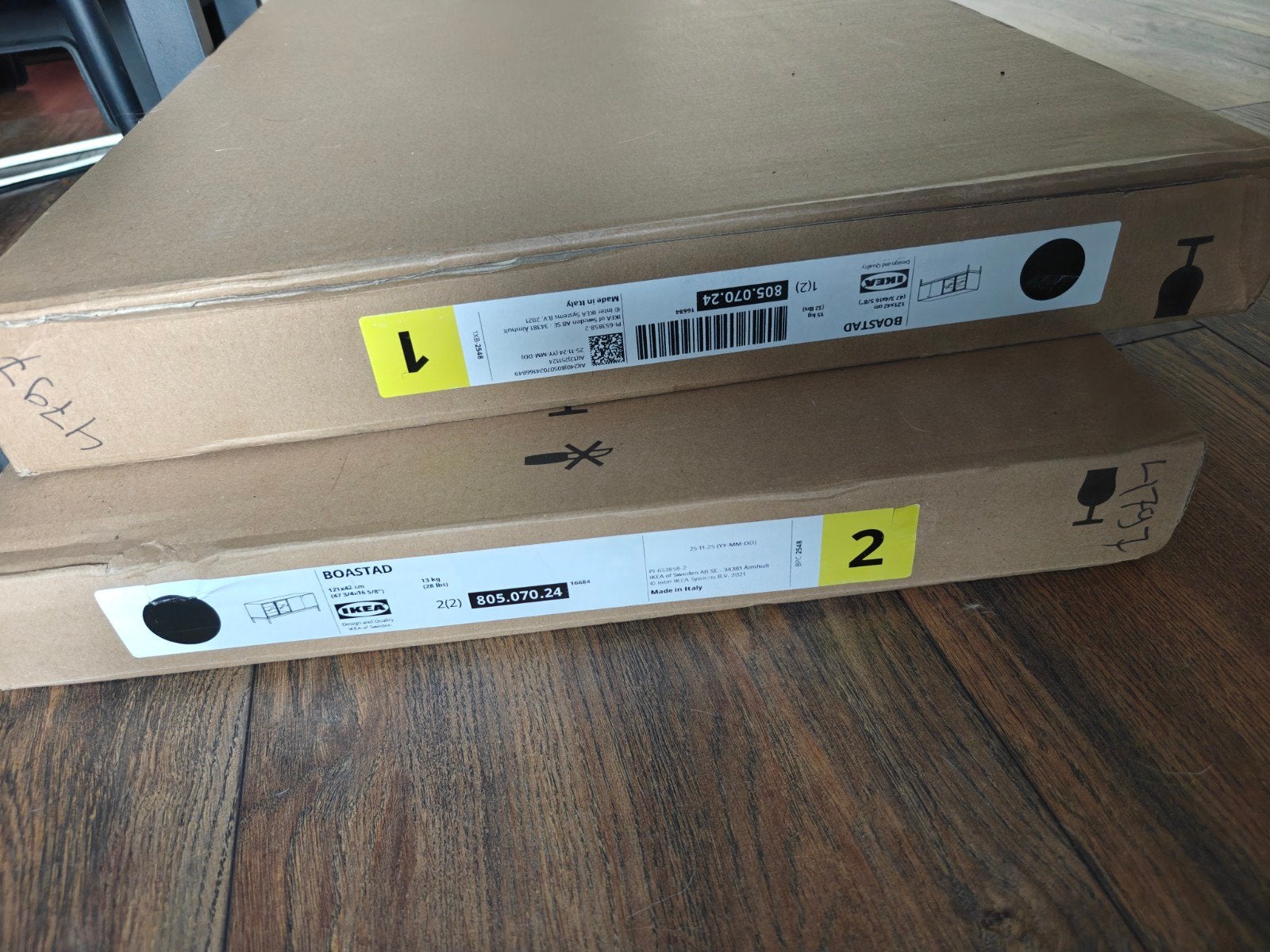 IKEA BOASTAD TV meubel zwart/eiken fineer - Nieuw in doos, Ophalen, 100 tot 150 cm, Modern, Scandinavisch, Eikenhout