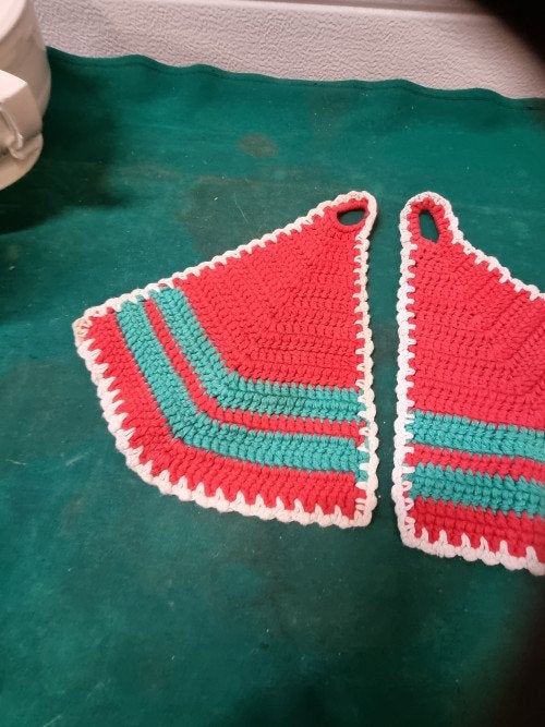 pannenlappen retro gehaakt rood, Ophalen of Verzenden, 'T Olde Gre-j, Info@toldegrej.nl, Endepoelstraat 20f Didam