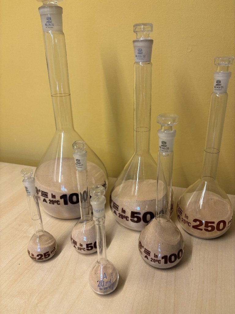 7 glazen halsbollen laboratorium, Ophalen, Gebruikt, Meerdere media, Overige typen