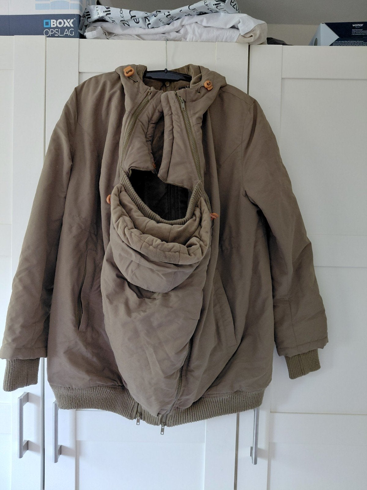 Groene draagjas met draagzak voor baby's, Overige merken, Gebruikt, Buik of Rug, Ophalen of Verzenden