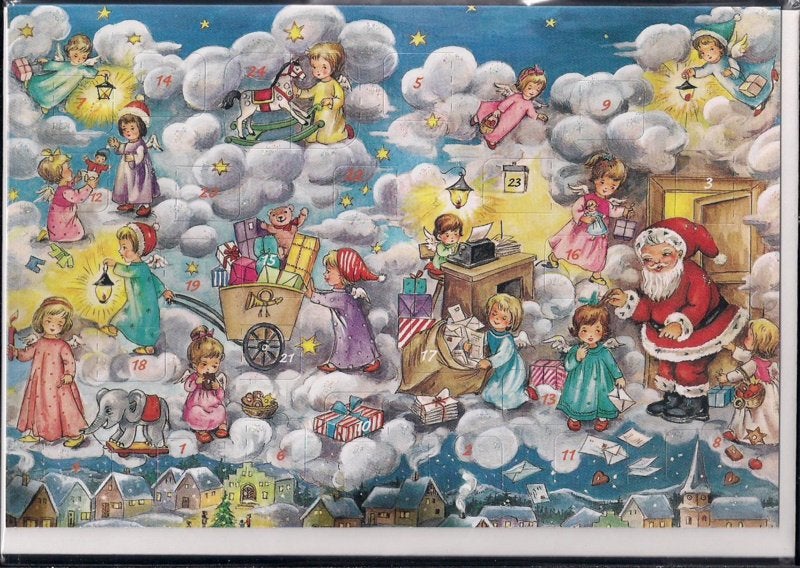 Adventskalender Kaart: Engel werkplaats - 12289, Ophalen of Verzenden, Nieuw