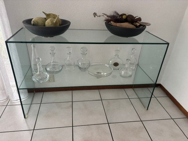 Glazen bijzettafel, Huis en Inrichting, Minder dan 55 cm, Rond, Ophalen, 45 tot 60 cm