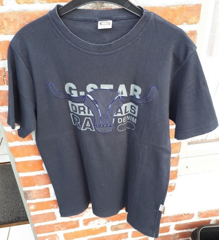 G-Star Raw Denim Heren tshirt KM-navyblauw-maat S-print, Kleding | Heren, T-shirts, G-Star Raw, Zo goed als nieuw, Maat 46 (S) of kleiner