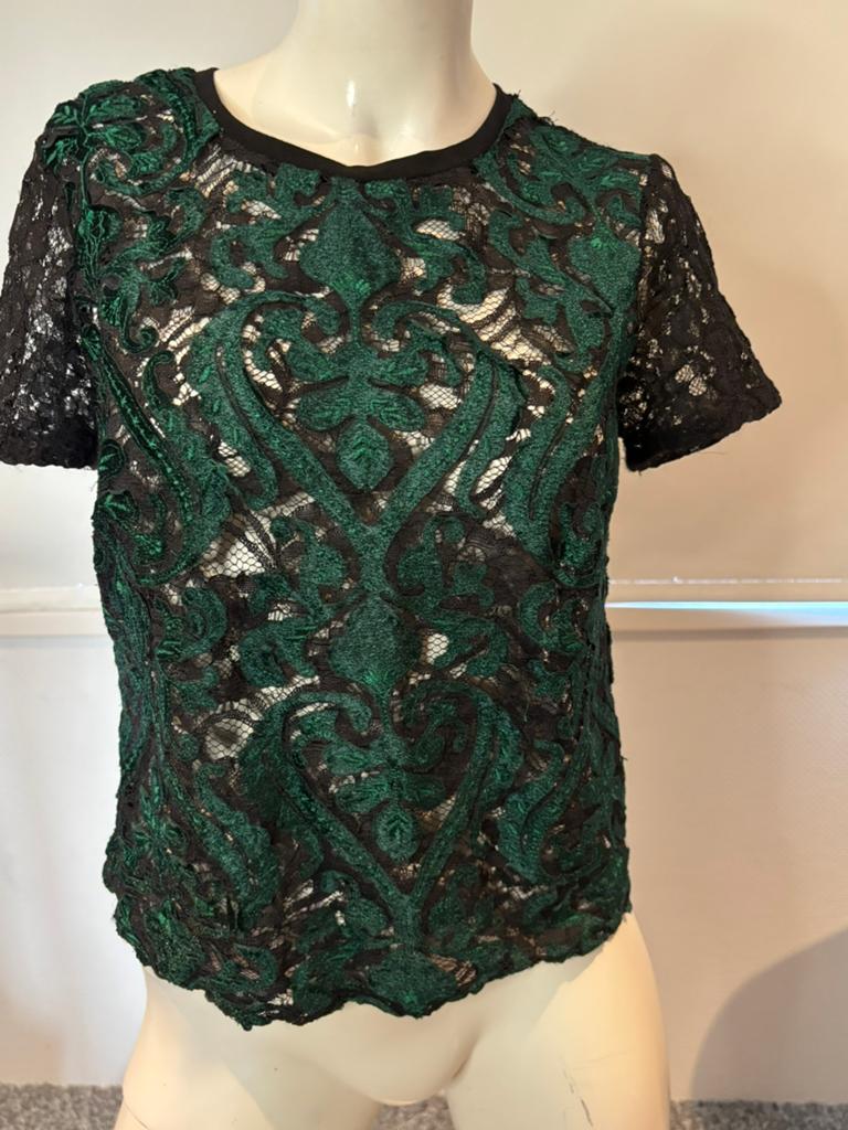Zara zwart met groen kanten top maat m, Maat 38/40 (M), ., Zwart, Ophalen of Verzenden