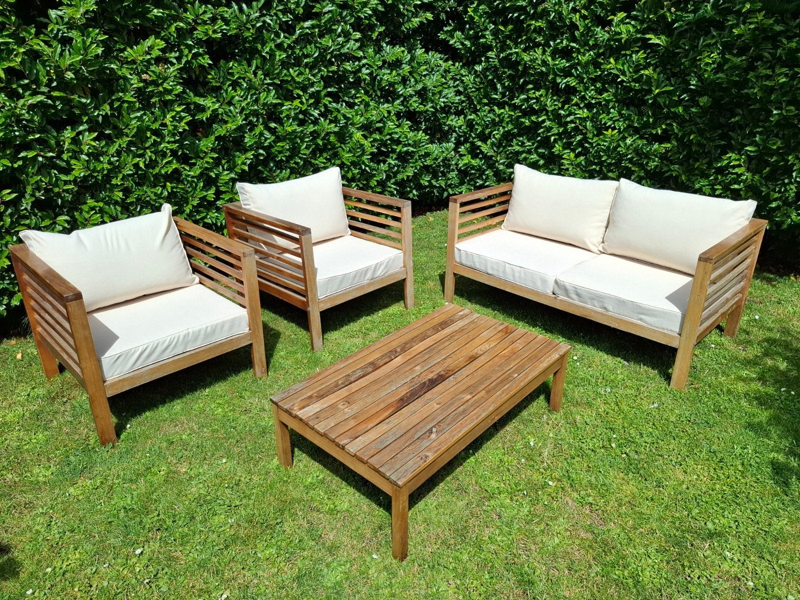 Tuinset, Tuin en Terras, Ophalen, Gebruikt, Hout, 4 zitplaatsen