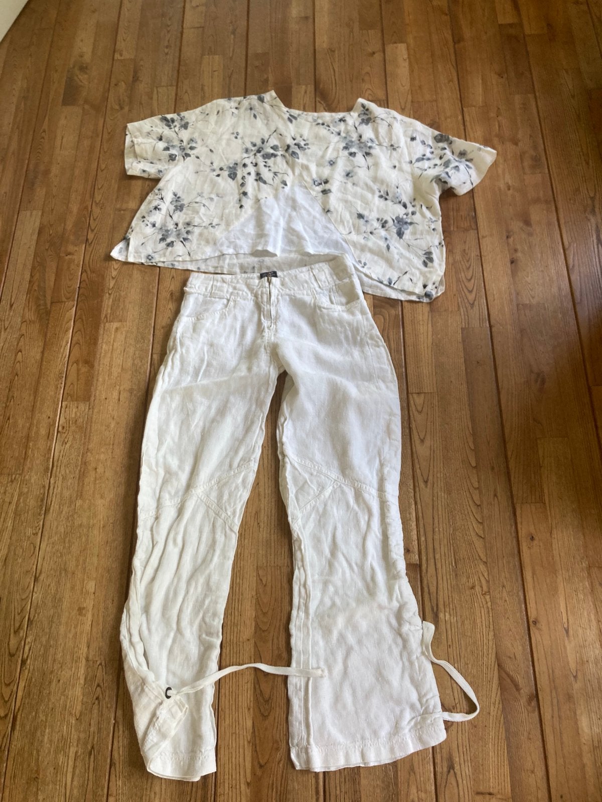 Completo 100% Linen Top & Pants Set – Elegant Summer Outfit, Maat 38/40 (M), Overige typen, Verzenden, Wit