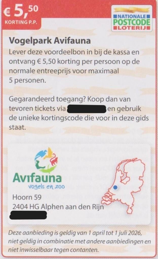 Vogelpark Avifauna, Alphen aan den Rijn. € 5,50 korting p.p., Tickets en Kaartjes, Recreatie | Dierentuinen, Drie personen of meer