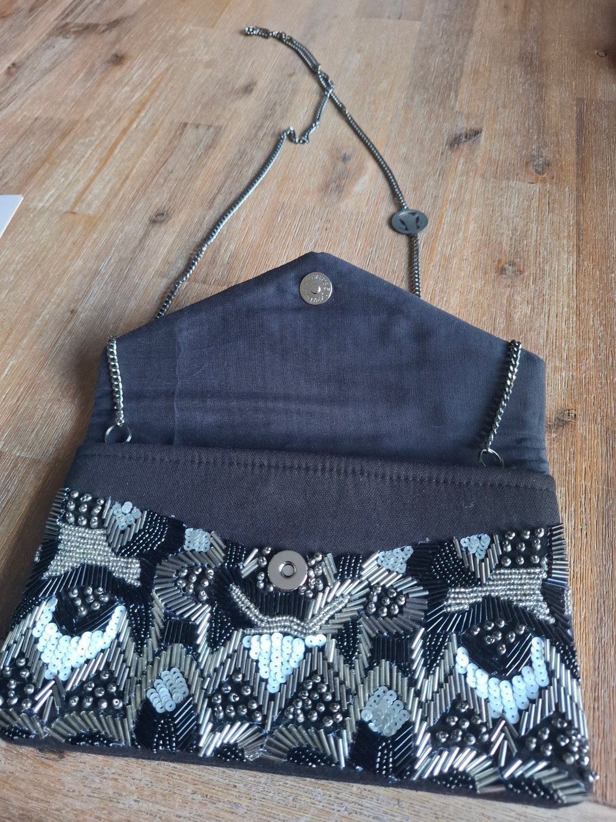 paulie pocket tasje als nieuw envelop kralen tasje, Sieraden, Tassen en Uiterlijk, Ophalen of Verzenden, Zo goed als nieuw, Zwart