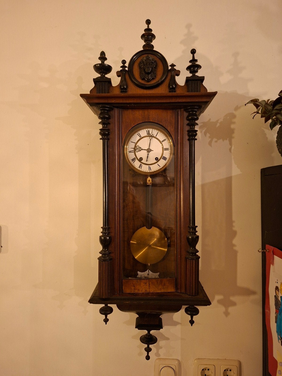 Antieke Regulateur Wandklok - Prachtig Houten Design, Antiek en Kunst, Antiek | Klokken, Ophalen of Verzenden