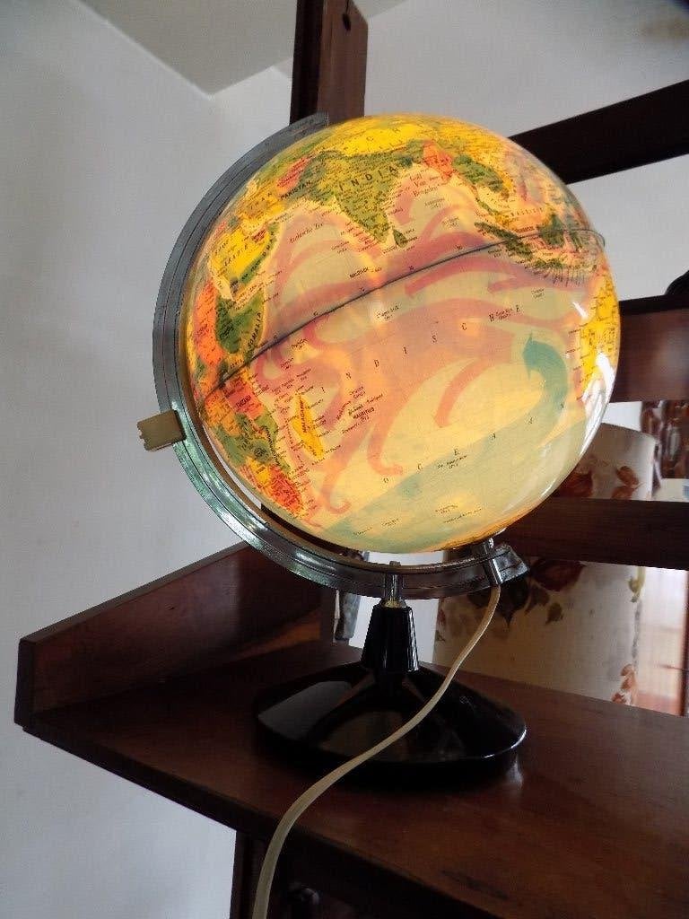 Vintage globe werelbol verlichting made in Italy jaren 70, Huis en Inrichting, Woonaccessoires | Overige, Ophalen of Verzenden