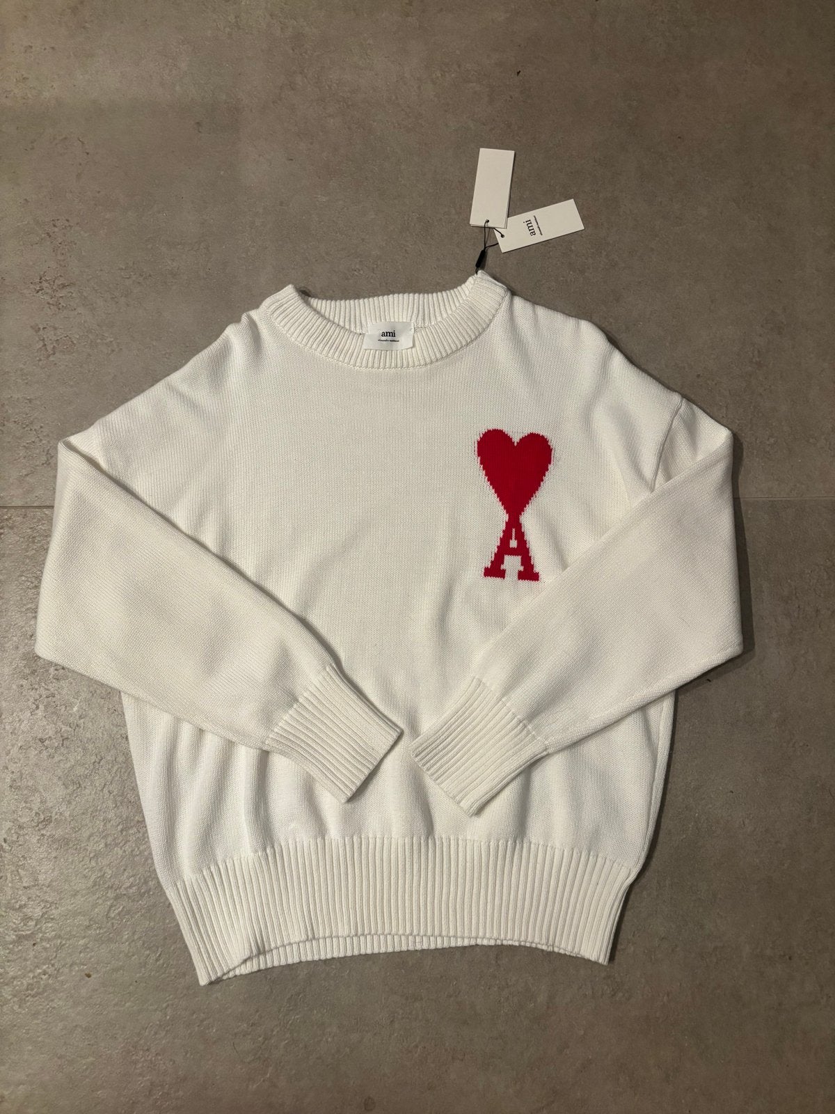 Ami Paris Trui Wit met Rood Hart Logo - Nieuw, Kleding | Heren, Verzenden, Nieuw, Wit