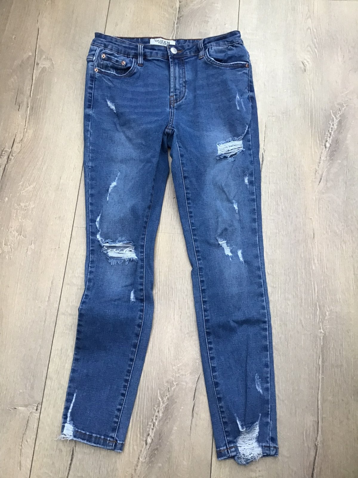 Spijkerbroek L Queen Hearts, Ophalen of Verzenden, Zo goed als nieuw, Blauw, W28 - W29 (confectie 36)