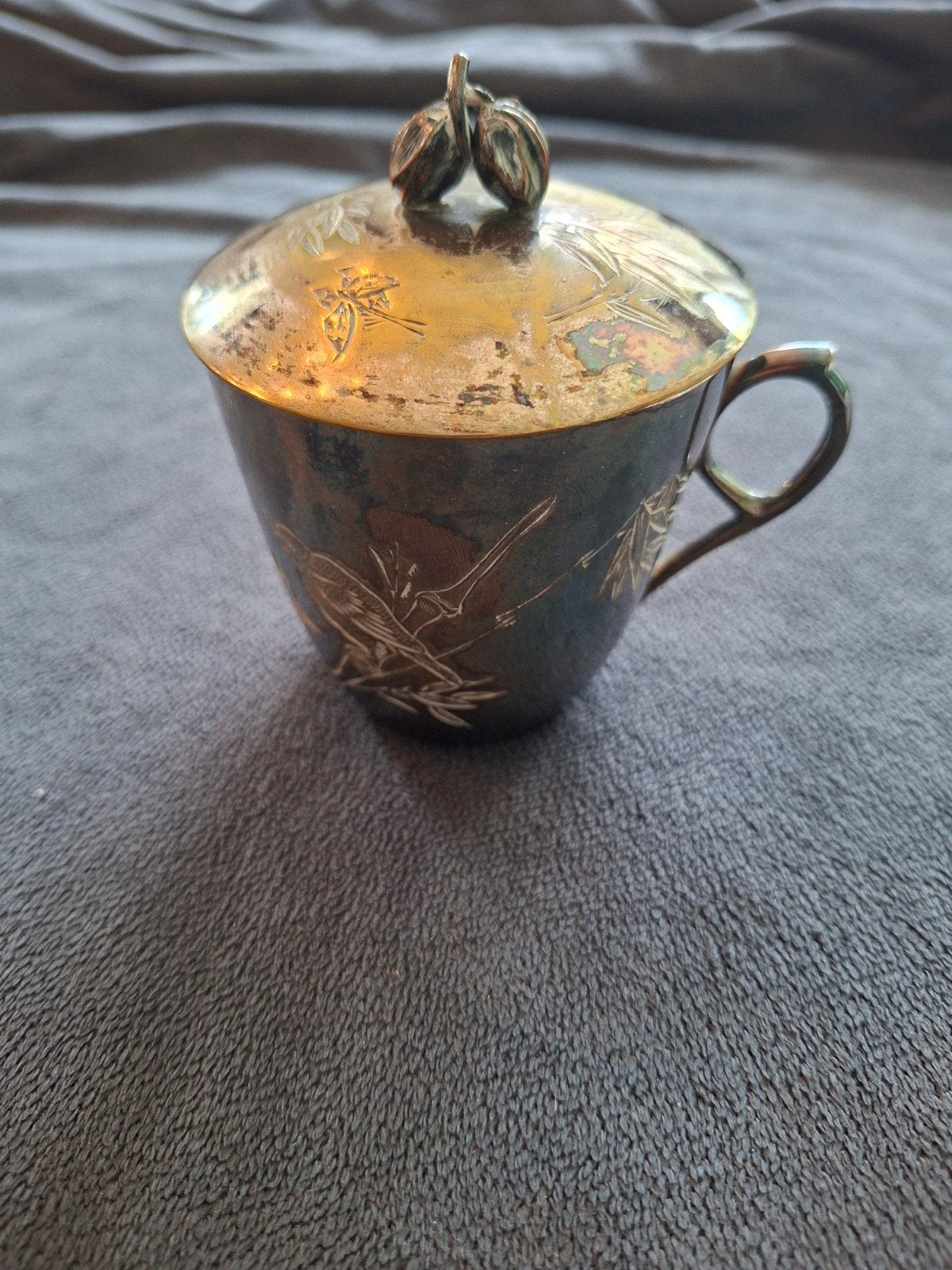 Antieke verzilverde suikerpot - Oosters Design, Ophalen of Verzenden, Zilver