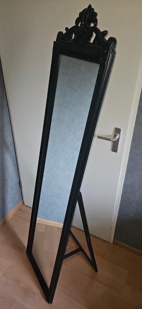 Zwarte spiegel, Huis en Inrichting, Woonaccessoires | Spiegels, Ophalen, Minder dan 50 cm, Zo goed als nieuw, 150 tot 200 cm