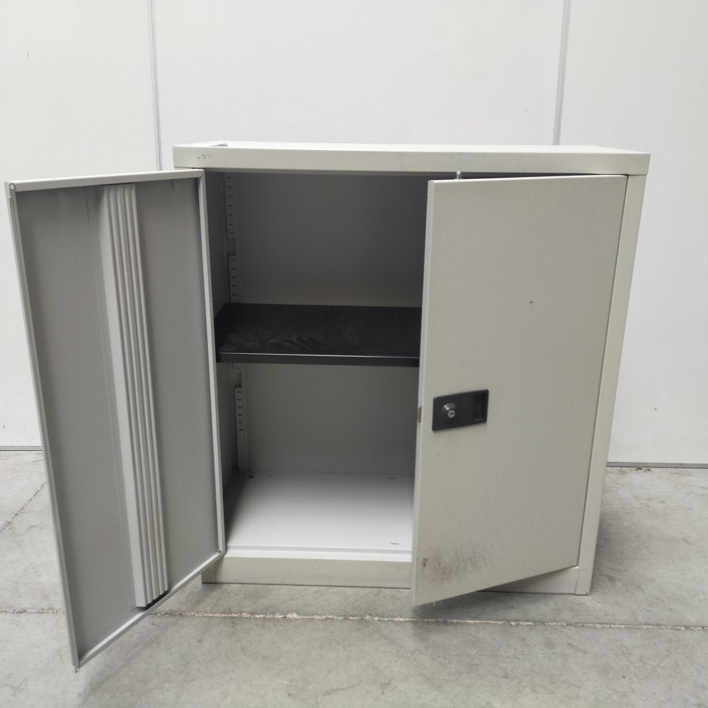 Bisley stalen 2-deurs werkplaatskast - 100x92x40 cm, Niet ingevuld, Gebruikt, Niet ingevuld, Niet ingevuld